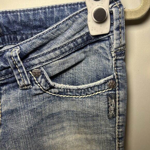 Silver Jeans Tuesday Crop Distressed Denim Jeans Women Size 28 - Picture 3 of 6